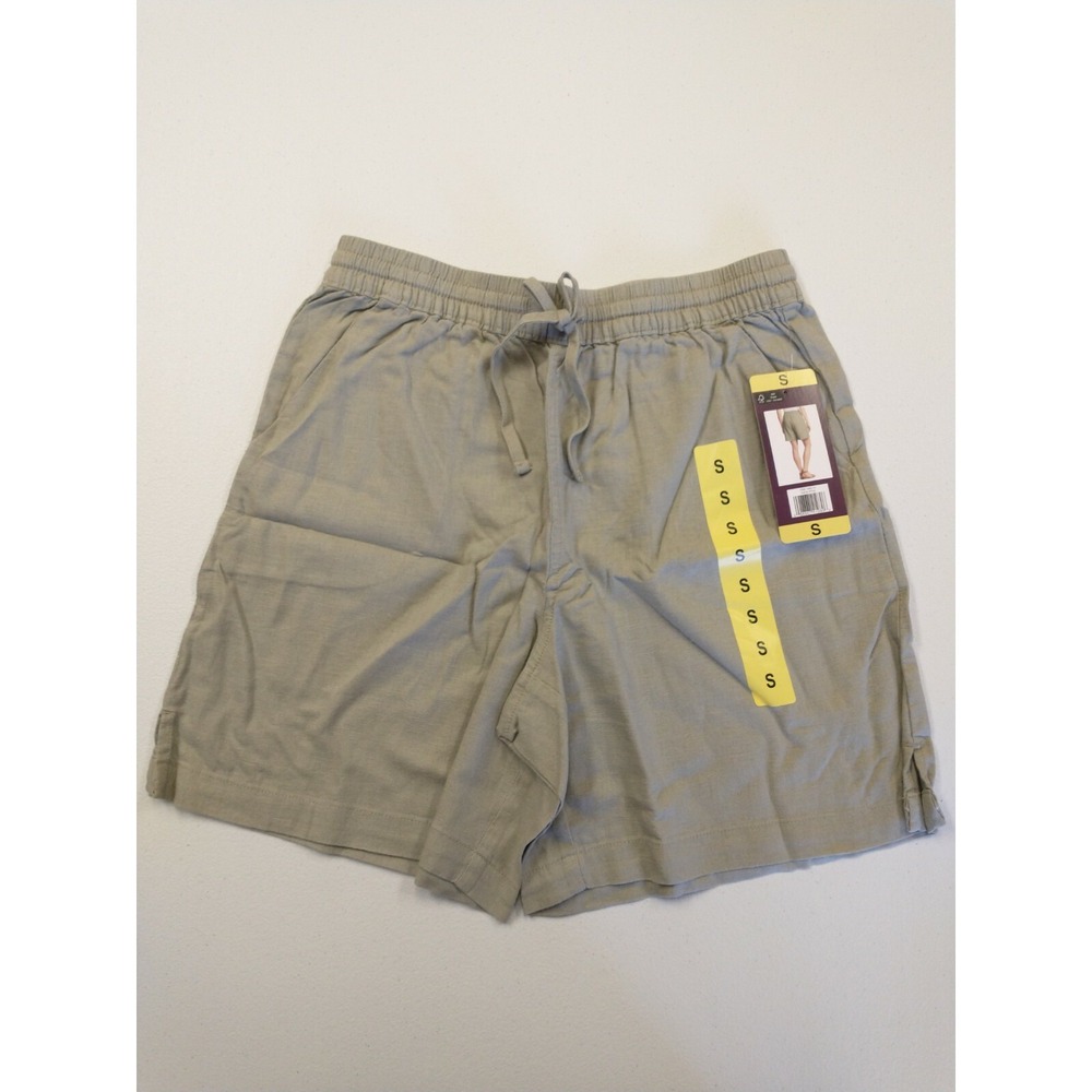 NEW Gloria Vanderbilt Shorts Womens Small Beige Khaki Linen Blend 1406114